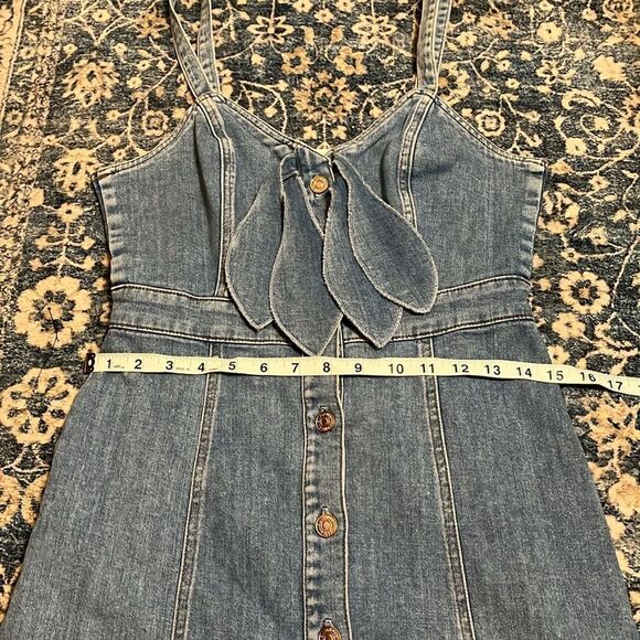 7 For All Mankind Blue Bow Button Front Denim Dress Contemporary Festival - Picture 11 of 16